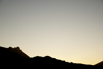 Silhouette at sunset of a mountain landscape in the Pyrenees