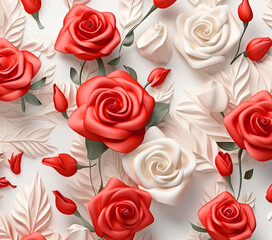 3D Flower Seamless Pattern