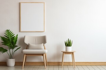 Modern Aesthetic Interior Design with Small Blank Poster Created with Generative AI