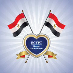 Obraz premium EGYPT flag Happy National Day with Gold Heart