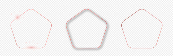 Rose gold glowing rounded pentagon shape frame