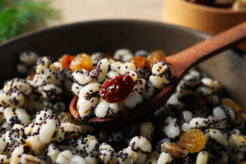 Concept of tasty Orthodox Christmas food, Kutya