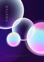 Colorful blurred blue pink purple bubble vibrant grainy gradient background for business technology poster template