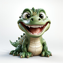 Fototapeta premium 3d cartoon Crocodile green color cute