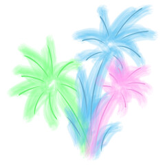 Fireworks. Scattering multi-colored sparks from pyrotechnics. Color vector illustration. Exploding multicolor fireworks for a festive event. Isolated background. Flat style. Idea for web design.