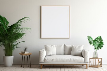Modern Aesthetic Interior Design with Small Blank Poster Created with Generative AI
