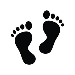 Human footprints icon white background design.
