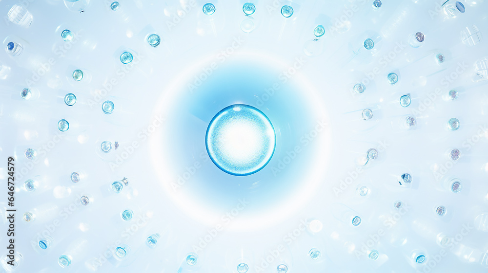 Poster blue light luminescent button isolated on the background of computer graphics website design