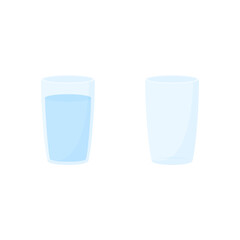 Glass of water and empty glass isolated on white background. Vector illustration.