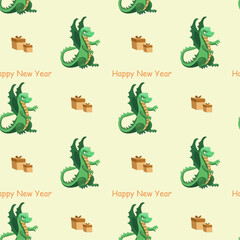 Pattern Happy New Year, symbol of the year, dragon