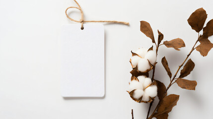 Rectangle white tag mockup on a white background