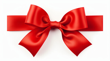 Red gift bow on white