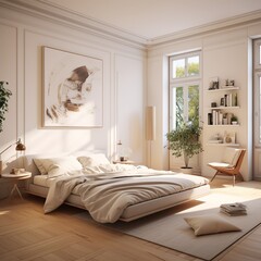 Fototapeta na wymiar Illustrative Bedroom depictions of French interiors