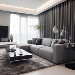 Luxurious black living room Modern interior