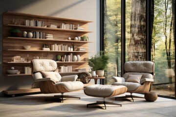 modern luxury reading room with light natural materials