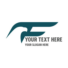 Initial Letter F for Falcon Hawk Eagle Symbol Illustration