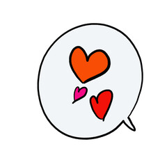 speech bubble illustration mark with a heart mark .