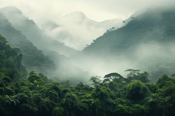 Minimalistic natural landscape of rainforests - obrazy, fototapety, plakaty