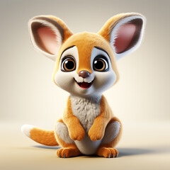 Obraz premium 3d cartoon cute brown kangaroo