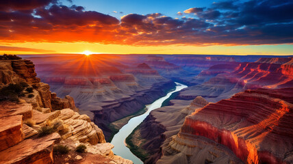 the sunrise in the grand canyon of the south states