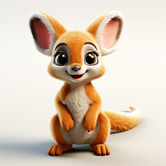 3d cartoon cute brown kangaroo