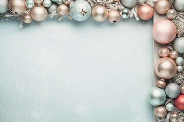 Pastel toned Christmas frame with balls