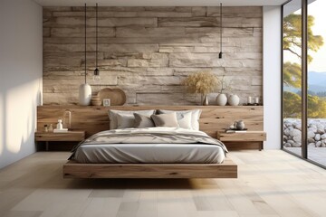 modern luxury scandinavian master bedroom with light natural materials