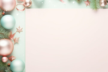 Pastel toned Christmas frame with balls