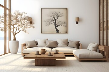 Beautiful Elegant living room interior with luxury furniture. Generative AI