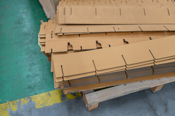 Cardboard box, pile of paper warehouse storage paper. Goods storehouse. Paper import-export industry.
