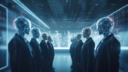 Sztuczna inteligencja w korporacji, praca przyszłości, cyfrowa transformacja - Artificial intelligence in the corporation, the job of the future, digital transformation - AI Generated - obrazy, fototapety, plakaty