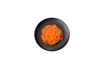 Tasty spicy Korean carrot with spices and herbs