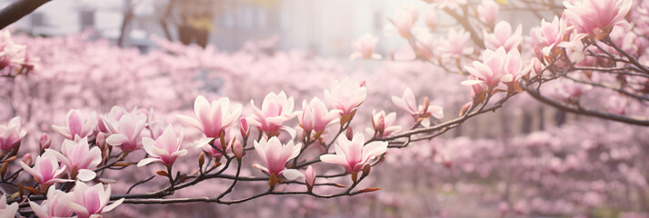 Magnolia stellate flowers blooming in spring fabulous - obrazy, fototapety, plakaty