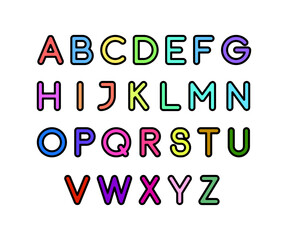 set of colorful line alphabet vector design