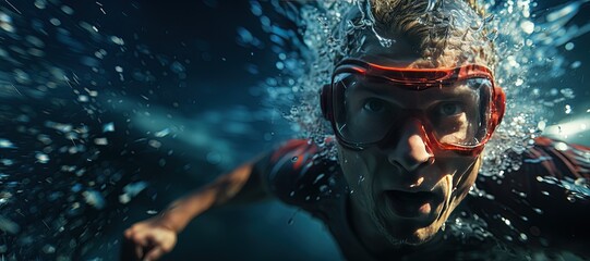 Practice Swim: Swimmers treading water as they prepare for their individual races.Generated with AI