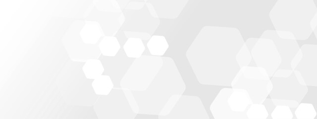 Abstract trendy technology of gradient white and gray hexagonal element pattern artwork design background. Use for ad, poster, presentation, print, artwork.