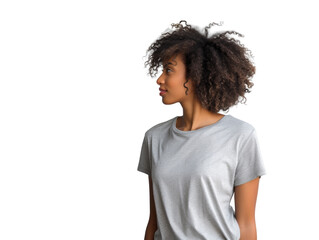 Black Woman Gray T-Shirt Side Mockup