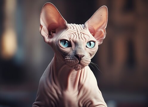Beautiful photo Sphynx cat concept, contemporary natural and mood social background. 