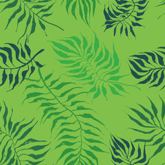 Brush Green Leaves and Branches Seamless Pattern