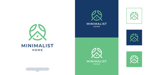 Minimalist house logo real estate. Line art home logo vector