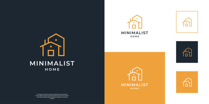 Minimalist elegant home property logo. Abstract building real estate line art vector icon