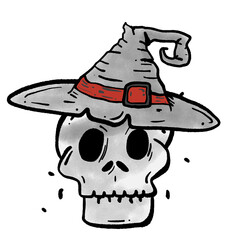 Skull wearing a Halloween hat