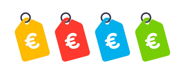 Colorful Set of Euro Sale Tag Labels