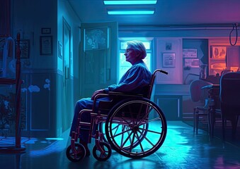 Obraz premium disabled senior woman in wheelchair