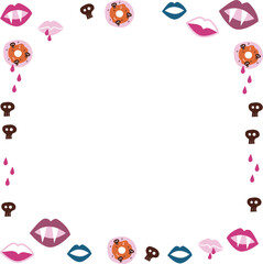 Happy Halloween with vampire lips and scary donut