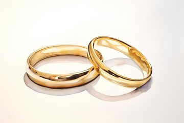 Wedding rings isolated on white background. Watercolor illustration.