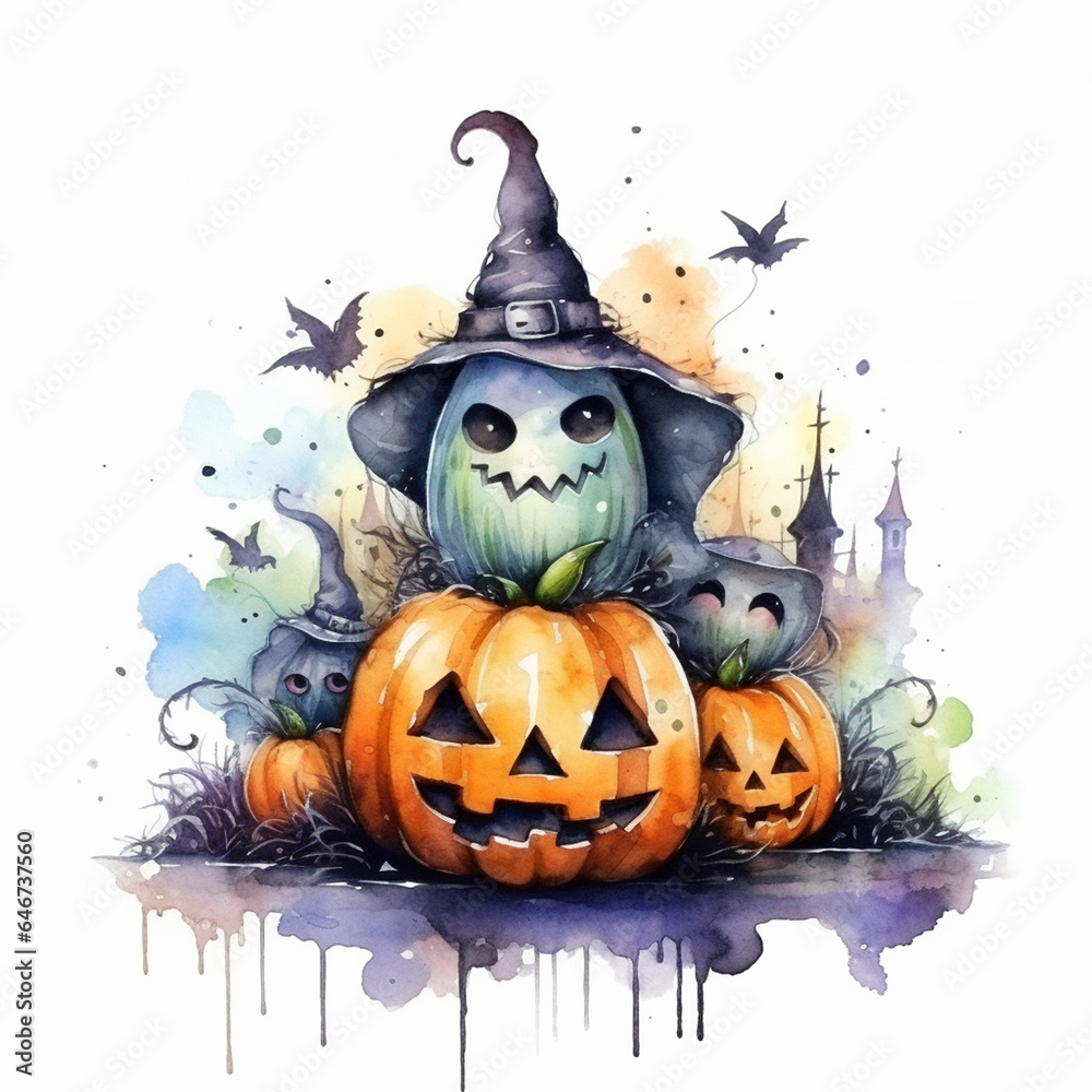 Poster Halloween Night Pumpkin Background Illustration - Posters