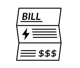High Electricity Utility bill line icon. Clipart image isolated on white background
