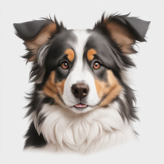 Australian Shepherd, vector,head, looking to side with white background