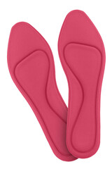 2 pink insoles for shoes memory foam isolated on transparent background PNG cut out